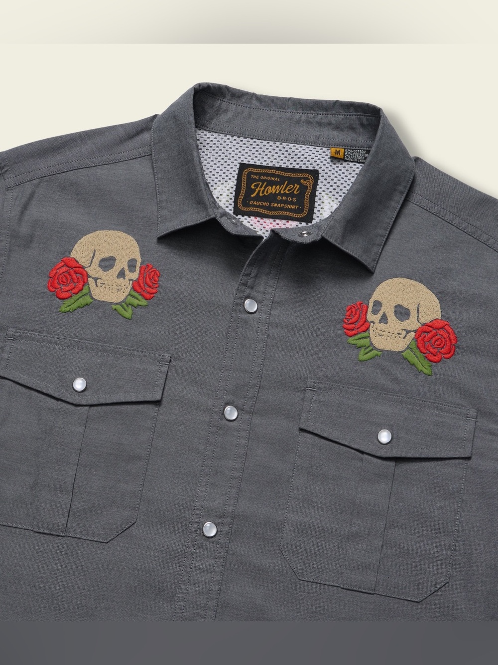 Howler Brothers - Skullz n’ Begonias Men’s Gaucho Snapshirt - size Medium